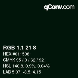 カラーコード: RGB 1.1 21 8 | qconv.com