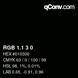 カラーコード: RGB 1.1 3 0 | qconv.com
