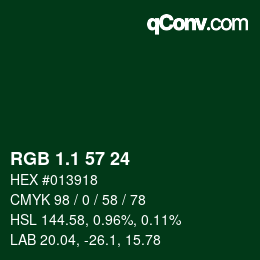 カラーコード: RGB 1.1 57 24 | qconv.com