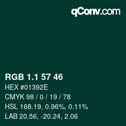 Color code: RGB 1.1 57 46 | qconv.com