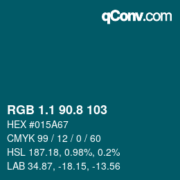 Color code: RGB 1.1 90.8 103 | qconv.com