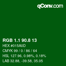 カラーコード: RGB 1.1 90.8 13 | qconv.com