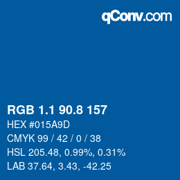 カラーコード: RGB 1.1 90.8 157 | qconv.com