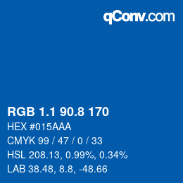 カラーコード: RGB 1.1 90.8 170 | qconv.com