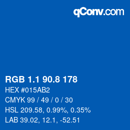 カラーコード: RGB 1.1 90.8 178 | qconv.com