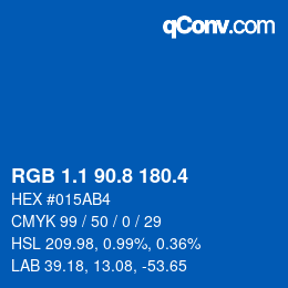 カラーコード: RGB 1.1 90.8 180.4 | qconv.com