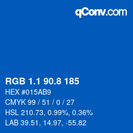 カラーコード: RGB 1.1 90.8 185 | qconv.com