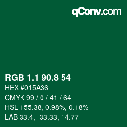 Color code: RGB 1.1 90.8 54 | qconv.com