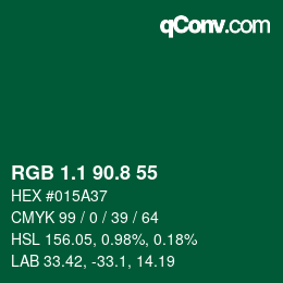 カラーコード: RGB 1.1 90.8 55 | qconv.com