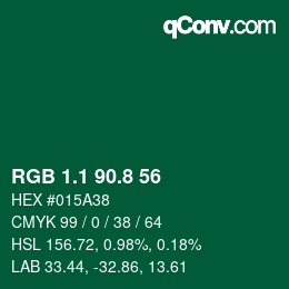 カラーコード: RGB 1.1 90.8 56 | qconv.com