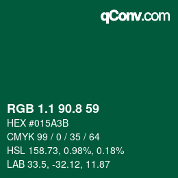 Color code: RGB 1.1 90.8 59 | qconv.com