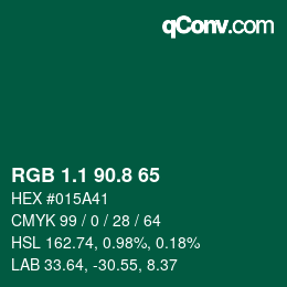 カラーコード: RGB 1.1 90.8 65 | qconv.com