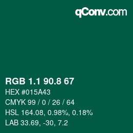 カラーコード: RGB 1.1 90.8 67 | qconv.com