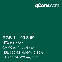 Color code: RGB 1.1 90.8 69 | qconv.com