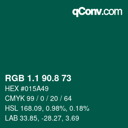 Color code: RGB 1.1 90.8 73 | qconv.com