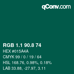 Color code: RGB 1.1 90.8 74 | qconv.com