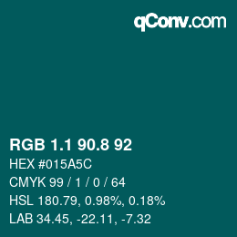 Color code: RGB 1.1 90.8 92 | qconv.com