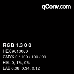 カラーコード: RGB 1.3 0 0 | qconv.com