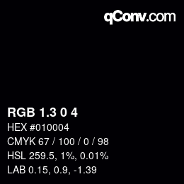 カラーコード: RGB 1.3 0 4 | qconv.com