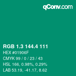 カラーコード: RGB 1.3 144.4 111 | qconv.com
