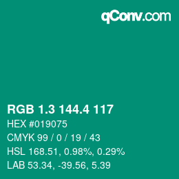 カラーコード: RGB 1.3 144.4 117 | qconv.com