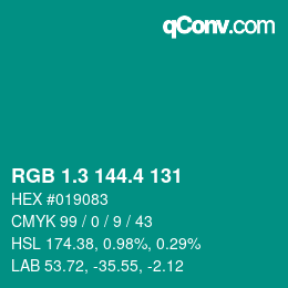 カラーコード: RGB 1.3 144.4 131 | qconv.com