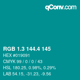 カラーコード: RGB 1.3 144.4 145 | qconv.com