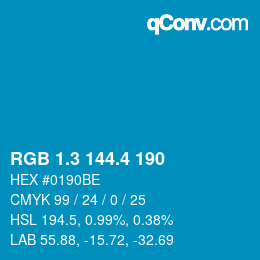 カラーコード: RGB 1.3 144.4 190 | qconv.com