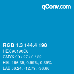 カラーコード: RGB 1.3 144.4 198 | qconv.com