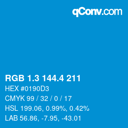カラーコード: RGB 1.3 144.4 211 | qconv.com