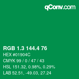 カラーコード: RGB 1.3 144.4 76 | qconv.com