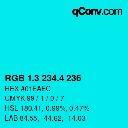カラーコード: RGB 1.3 234.4 236 | qconv.com