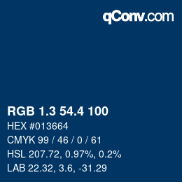 カラーコード: RGB 1.3 54.4 100 | qconv.com