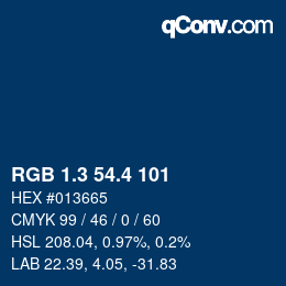 カラーコード: RGB 1.3 54.4 101 | qconv.com