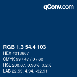 カラーコード: RGB 1.3 54.4 103 | qconv.com