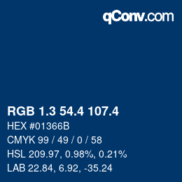 カラーコード: RGB 1.3 54.4 107.4 | qconv.com