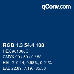 カラーコード: RGB 1.3 54.4 108 | qconv.com
