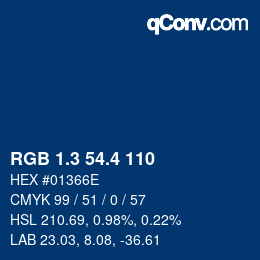 カラーコード: RGB 1.3 54.4 110 | qconv.com