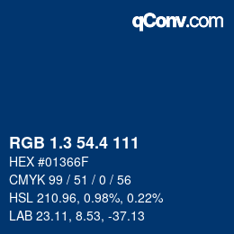 カラーコード: RGB 1.3 54.4 111 | qconv.com