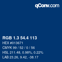 カラーコード: RGB 1.3 54.4 113 | qconv.com