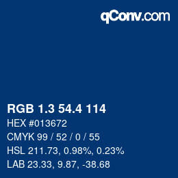 カラーコード: RGB 1.3 54.4 114 | qconv.com