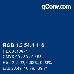 カラーコード: RGB 1.3 54.4 116 | qconv.com