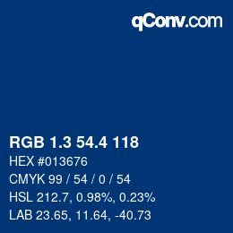 カラーコード: RGB 1.3 54.4 118 | qconv.com