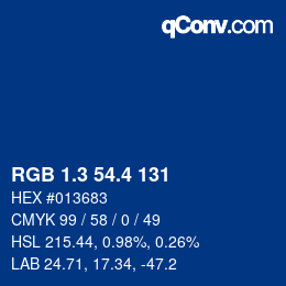 カラーコード: RGB 1.3 54.4 131 | qconv.com
