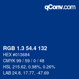 カラーコード: RGB 1.3 54.4 132 | qconv.com