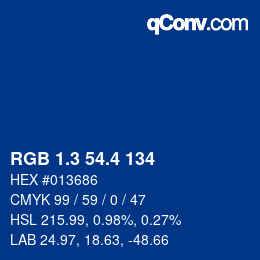 カラーコード: RGB 1.3 54.4 134 | qconv.com