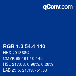 カラーコード: RGB 1.3 54.4 140 | qconv.com