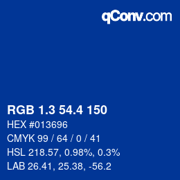 カラーコード: RGB 1.3 54.4 150 | qconv.com