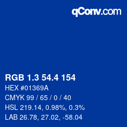 カラーコード: RGB 1.3 54.4 154 | qconv.com