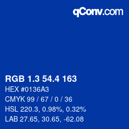 カラーコード: RGB 1.3 54.4 163 | qconv.com